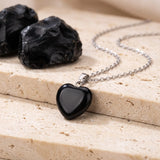 Petit Pendentif Cœur en Pierre Naturelle, Obsidienne Œil Céleste 15 mm