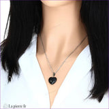Pendentif Obsidienne Œil Céleste en Forme de Cœur. La Pierre Fr