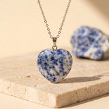Pendentif Cœur en Sodalite Naturelle, Chaîne ou Cordon au Choix