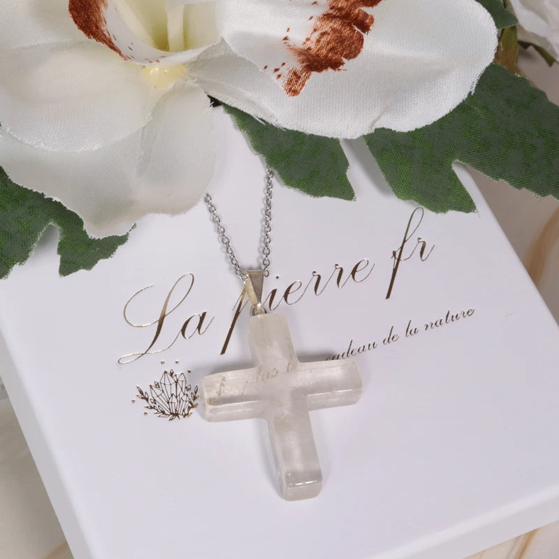 Pendentif Croix en Cristal de Roche
