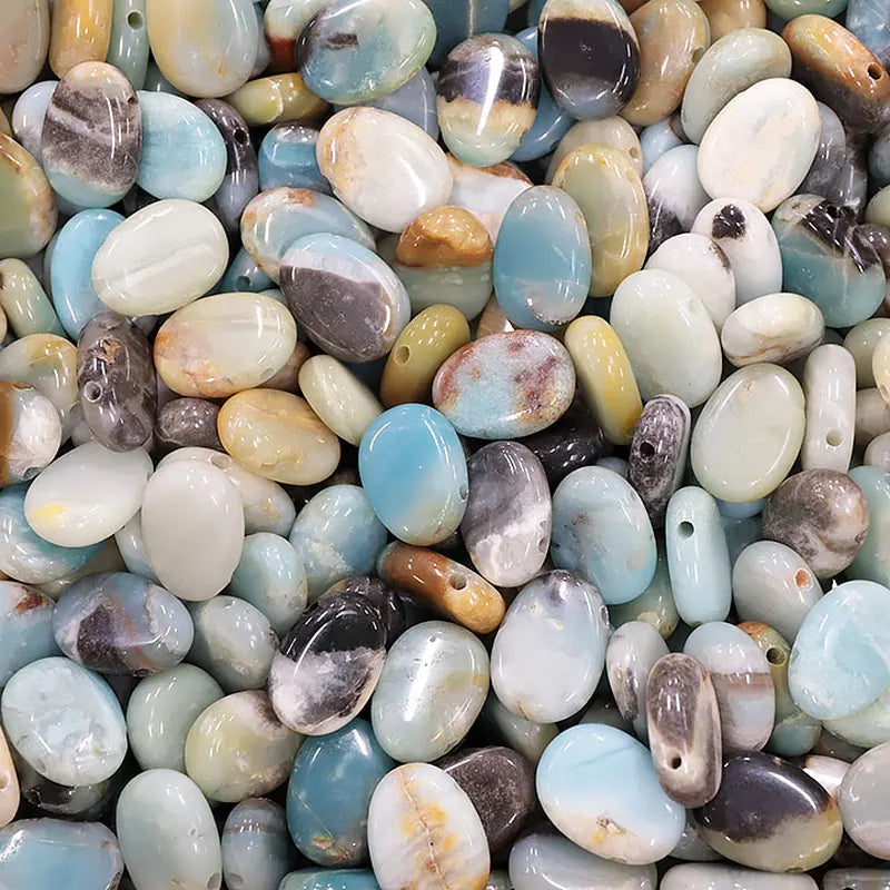 pendentif pierre percée amazonite multi ovale bleu vert 20 à 30 mm