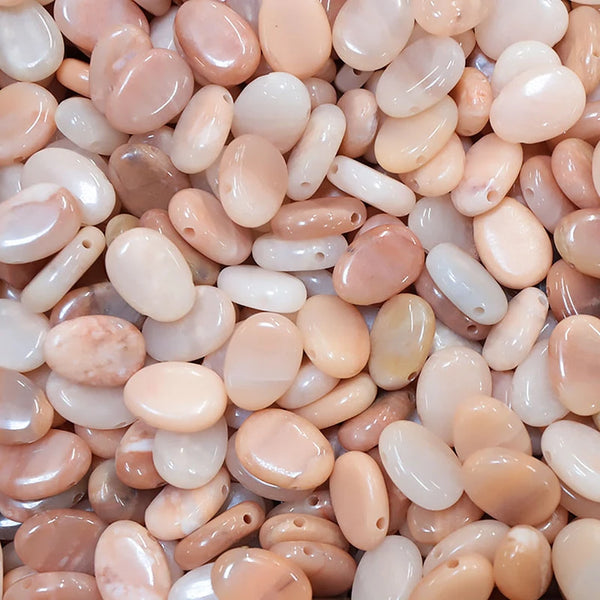 pendentif pierre percée aventurine pêche ovale orange rosé 20 à 30 mm