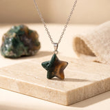 Pendentif Étoile Agate Indienne de 20 mm, Chaîne ou Cordon