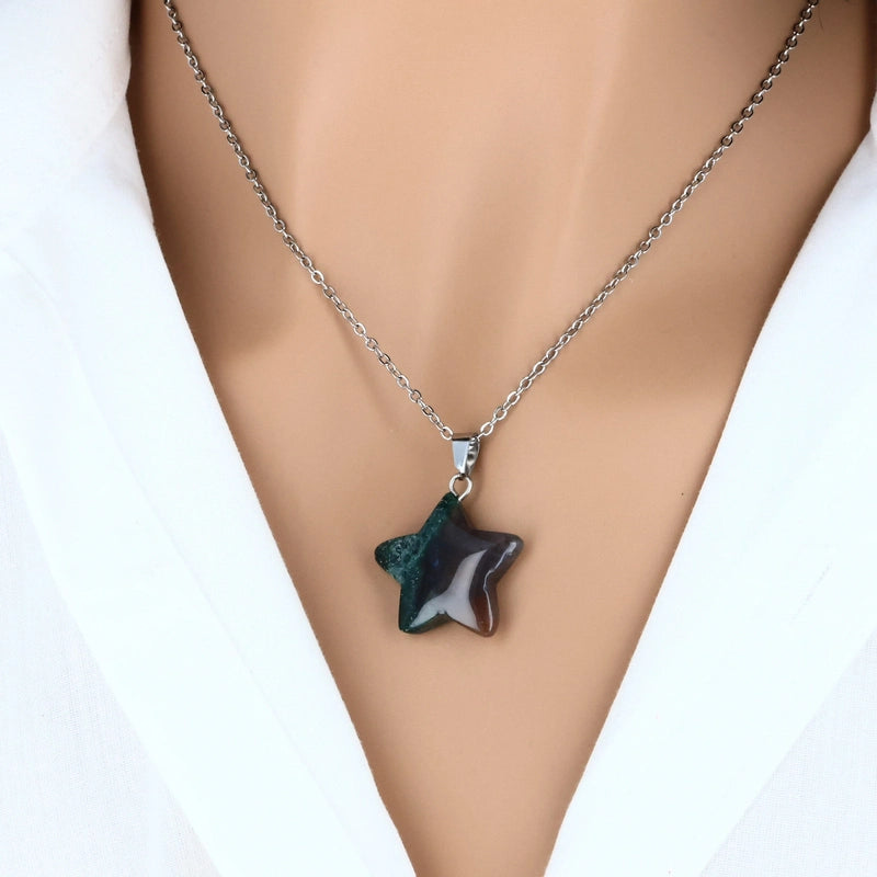 pendentif étoile agate indienne pierre naturelle multicolore