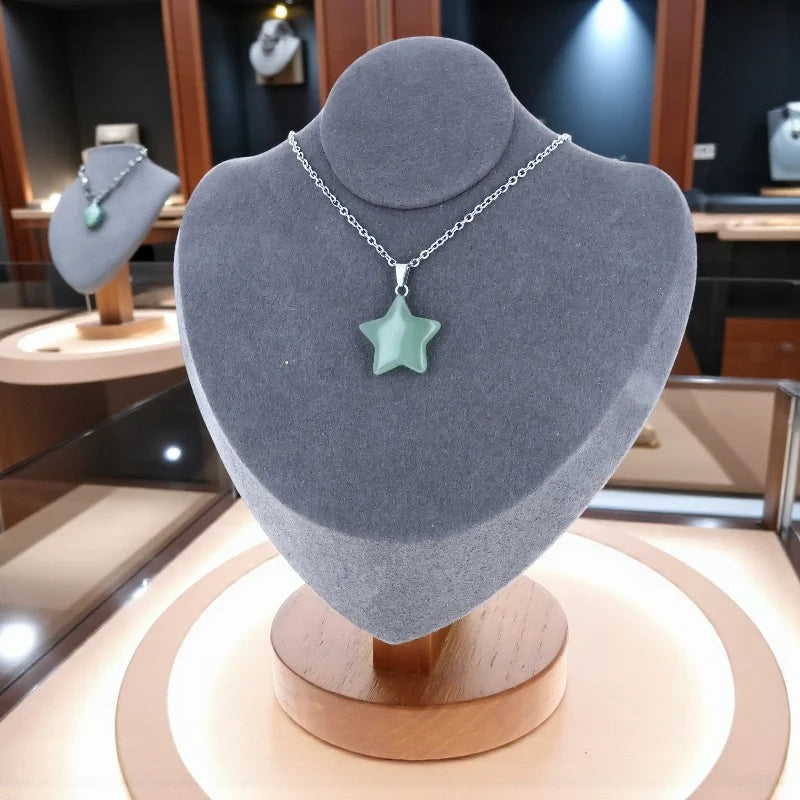 pendentif en pierre naturelle aventurine verte forme étoile