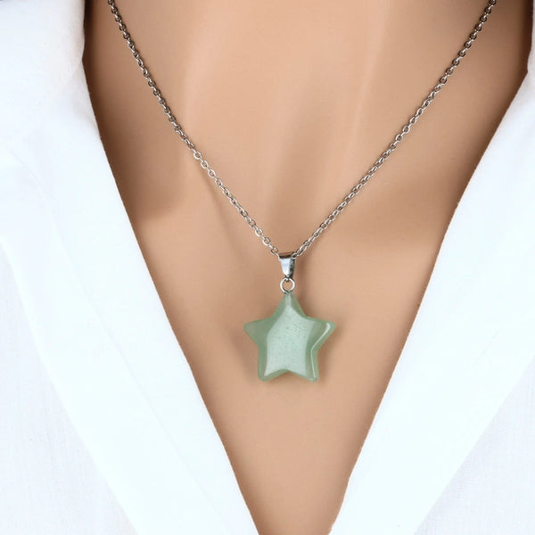 pendentif étoile aventurine verte pierre naturelle