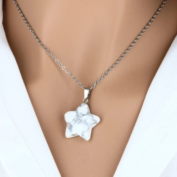 pendentif étoile howlite blanche pierre naturelle