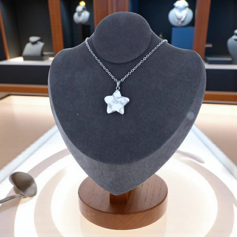 bijou étoile pierre blanche howlite marbrée naturelle