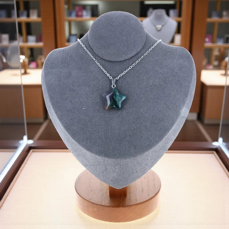 pendentif en pierre naturelle agate indienne forme étoile