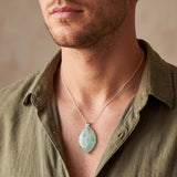 Collier Fluorite Verte, Pendentif Pierre Plate Forme Libre, Chaîne ou Cordon