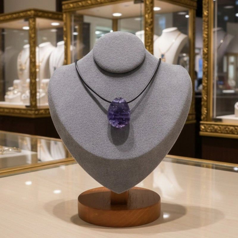 collier fluorine mauve translucide