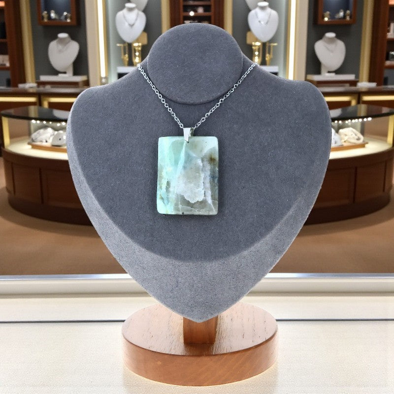 collier garniérite rectangle pierre naturelle verte