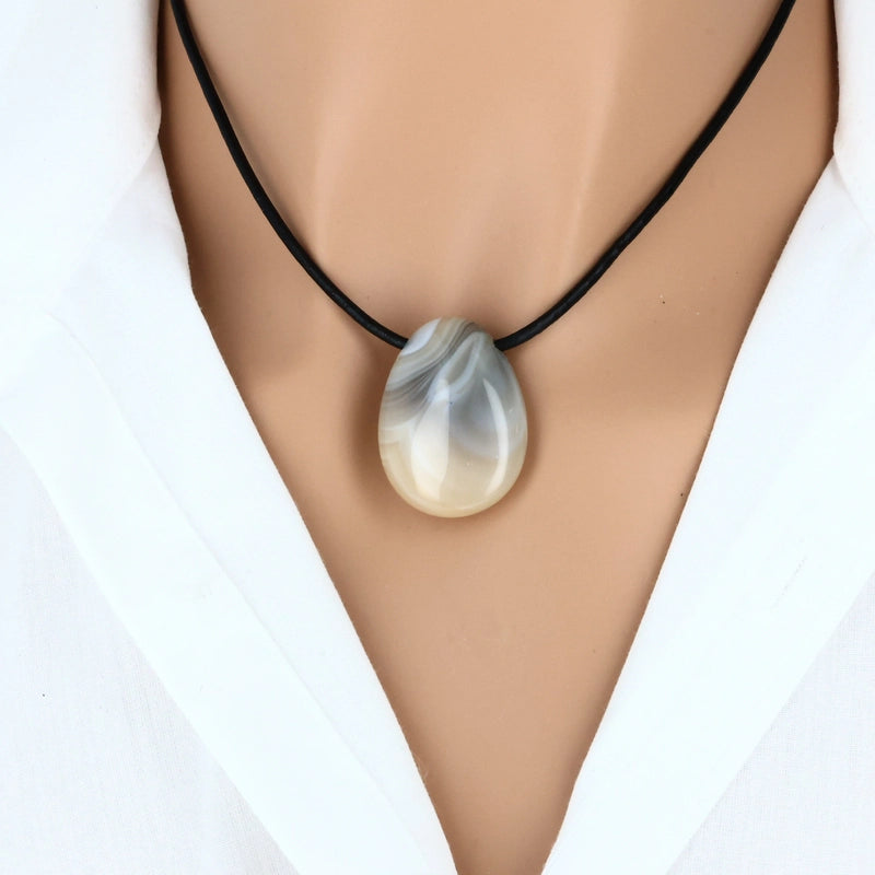 pendentif goutte agate botswana pierre naturelle lithothérapie