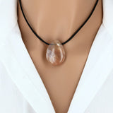 Pendentif goutte en pierre Agate Fleur 