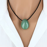 Pendentif goutte en pierre Aventurine Verte 