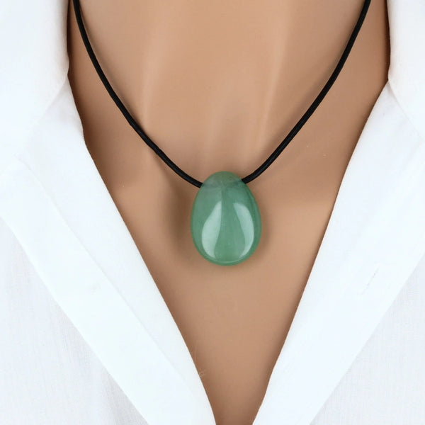 pendentif goutte en pierre aventurine verte naturelle lithothérapie brésil