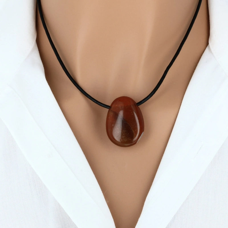 pendentif goutte en pierre cornaline naturelle lithothérapie brésil