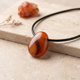 Pendentif Orange en Cornaline, Goutte Polie de 2 à 3 cm, Chaîne ou Cordon