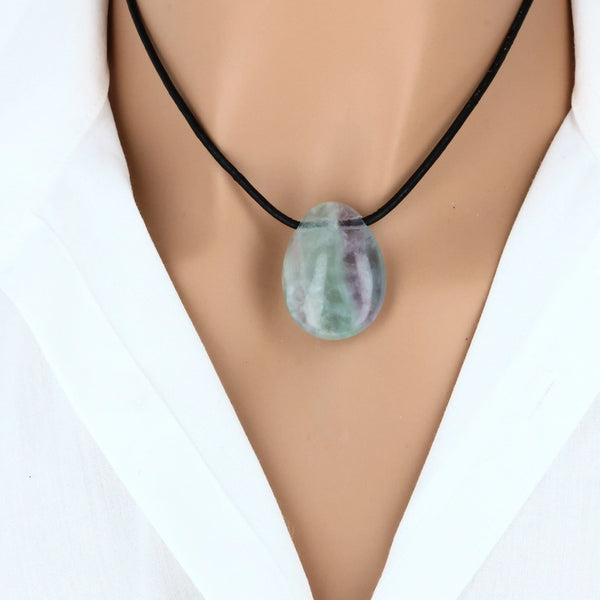 pendentif goutte fluorine multi claire pierre naturelle chine lithothérapie