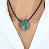 Pendentif goutte en pierre Fluorine Verte 