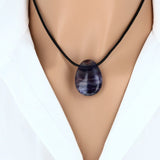 Pendentif goutte en pierre Fluorine Violette 