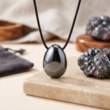 Pendentif Hématite Goutte, sur Cordon Ciré ou Chaîne, Homme et Femme
