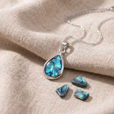 Collier Pendentif Goutte en Nacre Naturelle Bleue