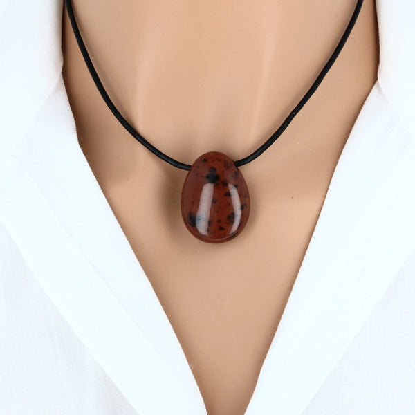 pendentif goutte obsidienne acajou pierre naturelle mexique lithothérapie