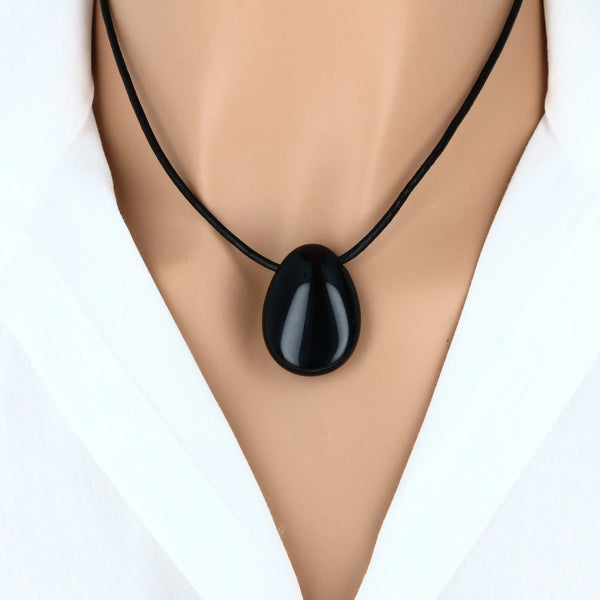 pendentif goutte obsidienne noire pierre naturelle mexique lithothérapie