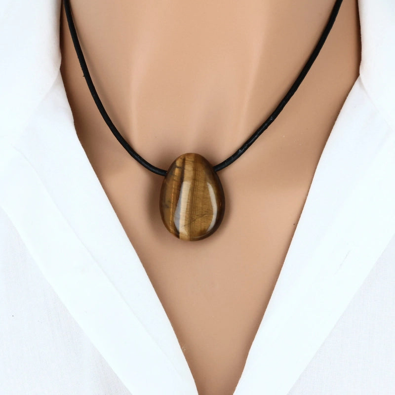 pendentif goutte oeil de tigre pierre naturelle afrique du sud lithothérapie