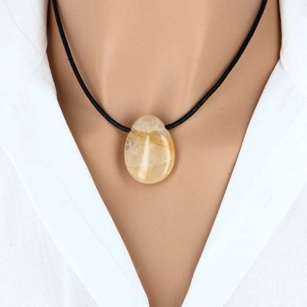 pendentif goutte quartz ferrugineux pierre naturelle bresil lithothérapie