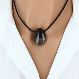 Pendentif goutte en pierre Quartz Fumé 