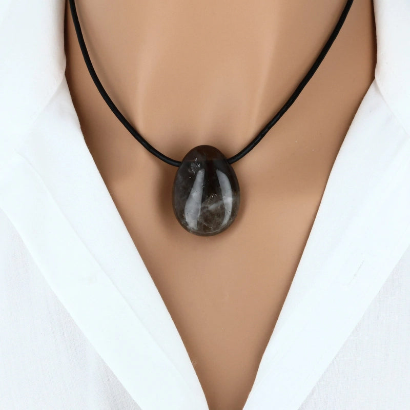pendentif goutte quartz fumé pierre naturelle brésil lithothérapie