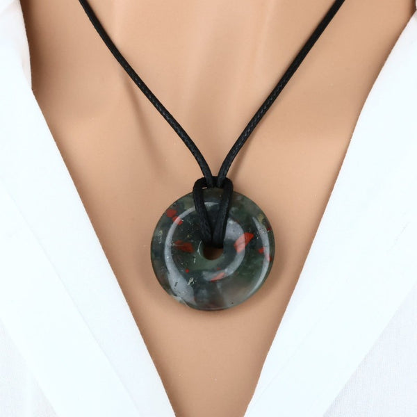 pendentif heliotrope forme donut pierre naturelle