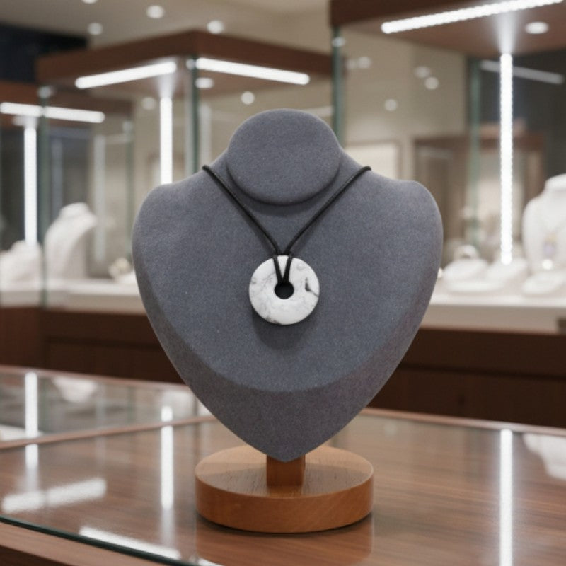 collier howlite blanche donut blanc veines grises