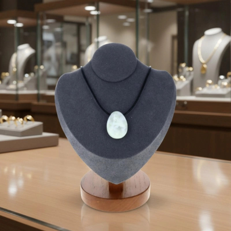 collier jade vert clair pierre polie