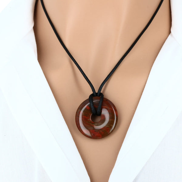 pendentif pierre jaspe brechia donut naturelle lithothérapie