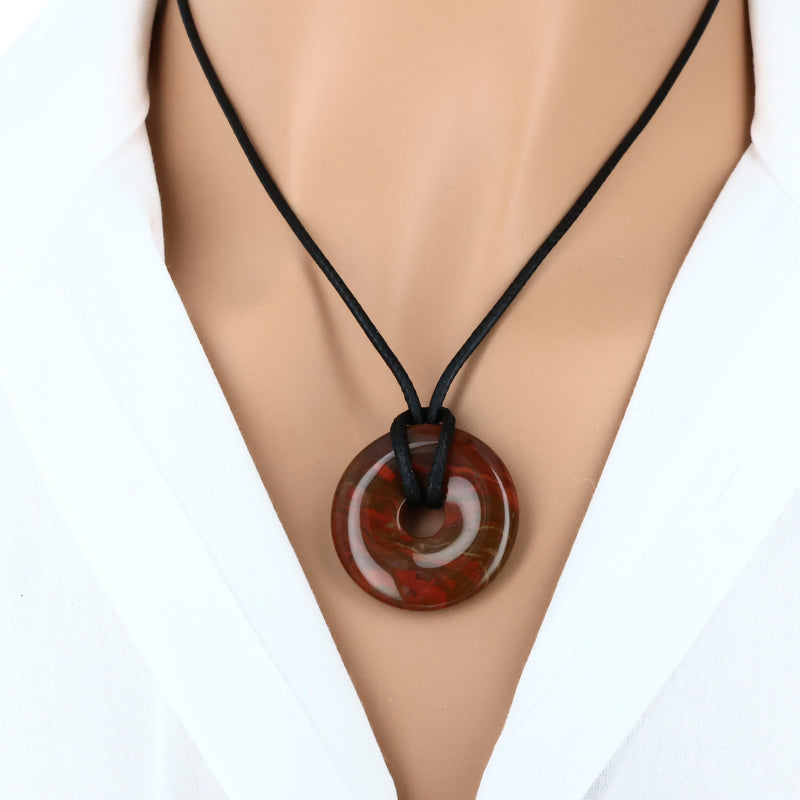 pendentif pierre jaspe brechia donut naturelle lithothérapie