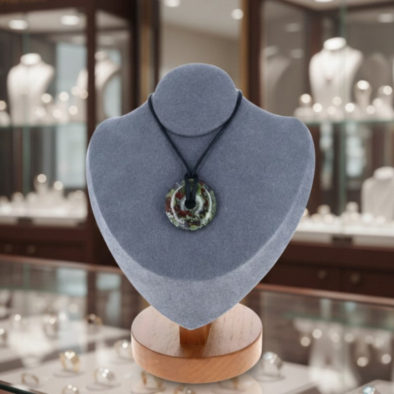 collier jaspe dragon bloodstone donut vert rouge