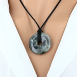 Pendentif en pierre Labradorite grise – forme donut 