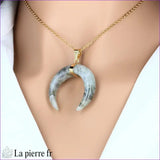 Collier-Pendentif Labradorite grise croissant de lune - La Pierre FR