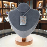 Pendentif Labradorite Violette – pierre violette irisée plate