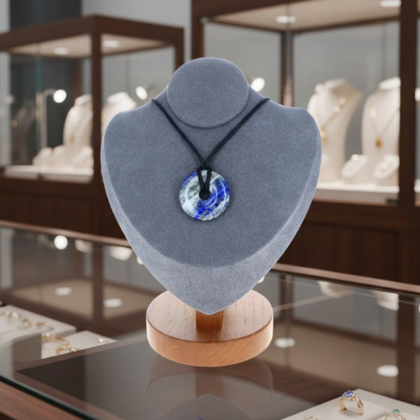 collier lapis lazuli donut bleu profond