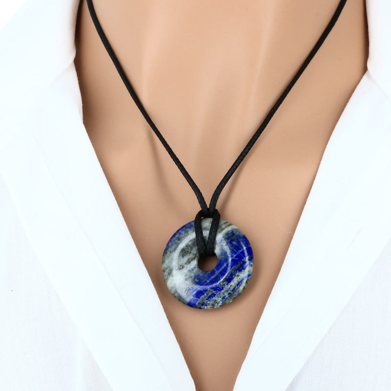 pendentif pierre lapis lazuli donut naturelle lithothérapie