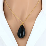 Pendentif larme en pierre Agate Mousse 