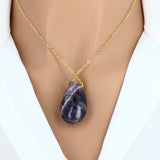 Pendentif larme en pierre Améthyste Rubanée 