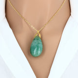Pendentif larme en pierre Aventurine Verte 