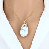 Pendentif larme en pierre Howlite Blanche 