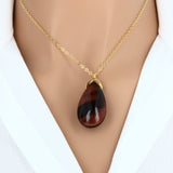 Pendentif larme en pierre Œil de Taureau 