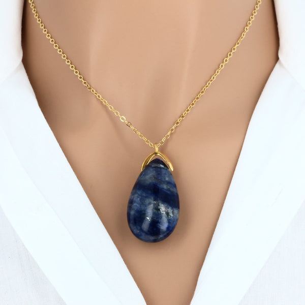 Pendentif en Sodalite naturelle en forme de larme, Brésil